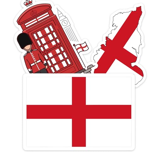 [3PCS] England Flag Sticker, England Stickers, Luggage Stickers, Bold Red - color: England Flag Sticker