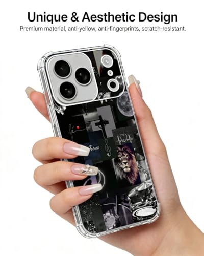 Black Christian Phone Case Compatible with iPhone 17 Pro, Jesus Love Aesthetic Phone Cover for iPhone 17 Pro - color: Black Christian