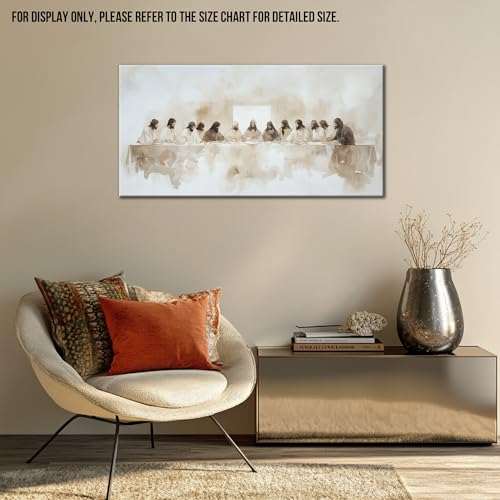 GUTTATY Christian The Last Supper Jesus Canvas Wall Art, Large God Poster, Inspirational Watercolor Wall Painting, Faith-Based Nursery Pictures, Spiritual Canvas Artwork for Home Decor, 48x24 Inch - color: Jesus Artwork01, size: 48"L x 24"W