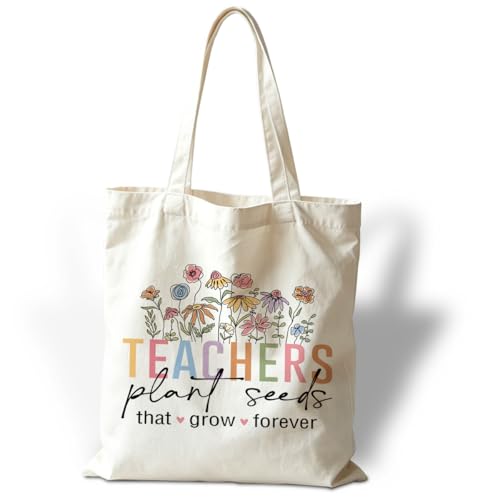 Teacher Appreciation Gifts, Teachers Plant Seeds That Grow Forever, Graphic Reusable Tote Bag for Women Teacher, Delicate Gifts for Women Teachers Friends, Beautiful Canvas Tote Bags - color: Style 11
