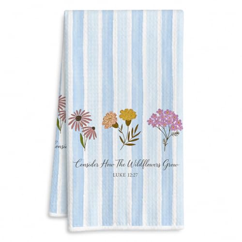 Blue Christian Floral Kitchen Hand Towels 16x24 Inch - color: Blue Floral