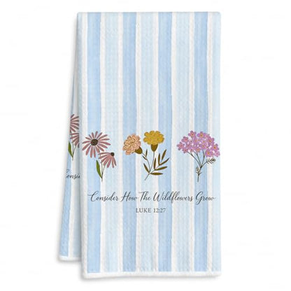 Blue Christian Floral Kitchen Hand Towels 16x24 Inch - color: Blue Floral