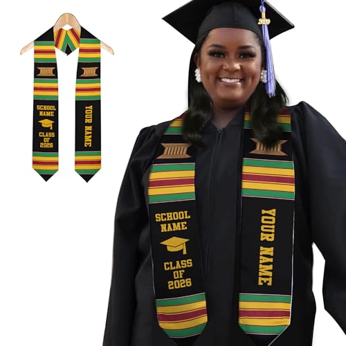 MDPrints Global Kente Graduation Sash 2026, Black Girl Magic Graduation Sash 2026, Class of 2026 Graduation Gift - color: Kente Pp01