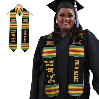 MDPrints Global Kente Graduation Sash 2026, Black Girl Magic Graduation Sash 2026, Class of 2026 Graduation Gift - color: Kente Pp01