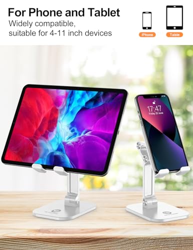 OCYCLONE Phone Stand for Desk, Foldable Cell Phone Stand Holder, White - color: White