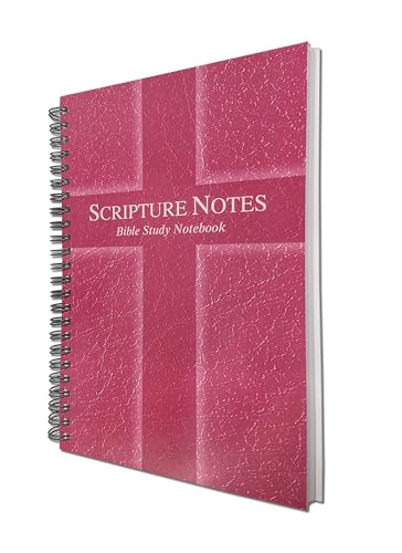 G.T. Luscombe Company, Inc. Scripture Notes, Bible Study, 9 x 5.5 inch, Spiral Bound, 100 Double-Sided Page, Hardboard Cover, Lined Notebook with Prompts and Text Boxes, Rose