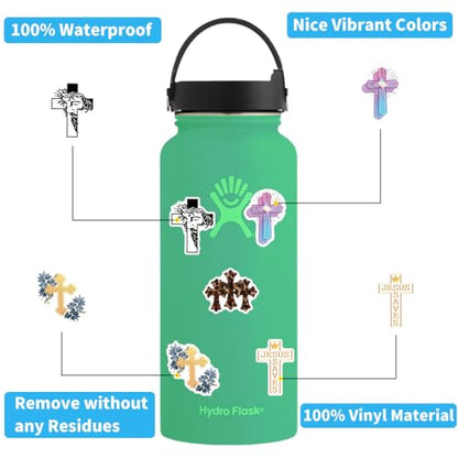 Cross Stickers Pack，124pcs Cartoon Aesthetic Cross Waterproof Stickers，Vinyl Water Bottle,Skateboard,Laptop,Phone,Journaling,Scrapbooking Decals
