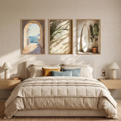 Large Coastal French Landscape Framed Canvas Wall Art Set -16"x24"x3 - color: French Landscape Wall Art, size: 16"L x 24"W