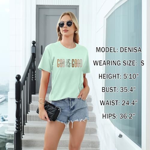 Tuislay Christian God is Good Shirt for Women Faith Jesus Shirts Bible Verse Religious Tshirts Inspirational Tees Cute Tops - color: Aqua Green, size: Medium