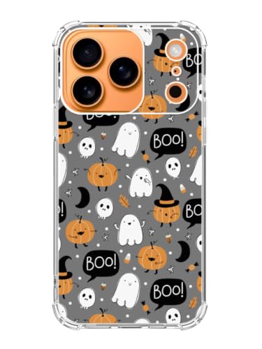 Cute Ghost Pumpkin Phone Case Compatible with iPhone 17 Pro, Halloween Autumn Vibe Aesthetic Phone Cover for iPhone 17 Pro - color: Ghost Pumpkin Pattern