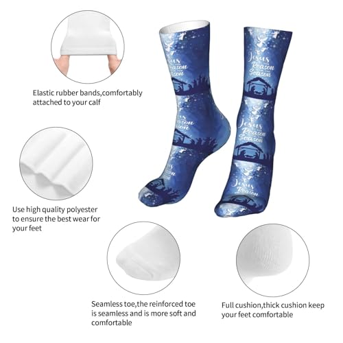Happy New Year 2024 Unisex Sports Socks - Winter Casual Dress Fashion Socks - color: Jesus is the Reason for the Christmas Season-1