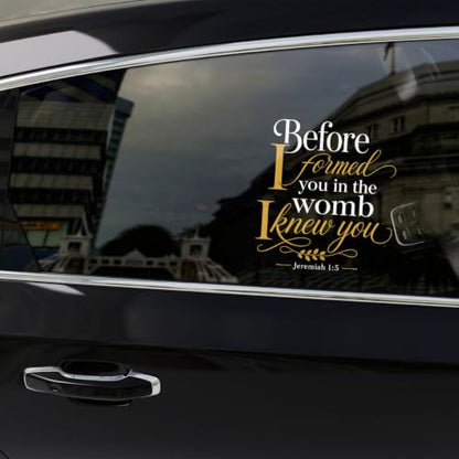 2PCS Bible Verse UV DTF Sticker, Faith Quote Window Car Decal 10in - color: Before I Formed