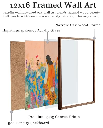 EcoHest 12x16 in Jesus Wildflower Bible Verse Framed Christian Wall Art - color: Walnut Framed Wildflowers, size: 16"L x 12"W