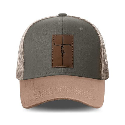Christian Hats for Men & WomenJesus Cross HatChristianReligious GiftsforVarious Festivals&BirthdaysFaith Baseball/Trucker Cap - color: Light Green Faith