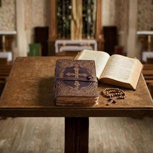 LEATHER VILLAGE Christian Gift Journal, Distressed Brown 13x8. - color: Distressed Brown, size: 13 inches X 8 inches