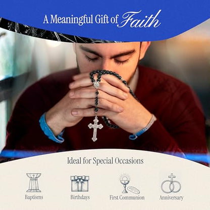 Handmade Catholic Rosary Beads - color: Black Glass