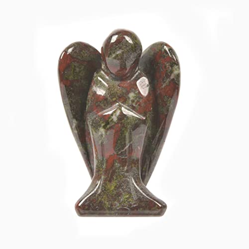 Justinstones Carved Dragon Blood Jasper Gemstone Peace Angel Pocket Guardian AngelHealing Statue 2 inch - color: Dragon Blood Jasper