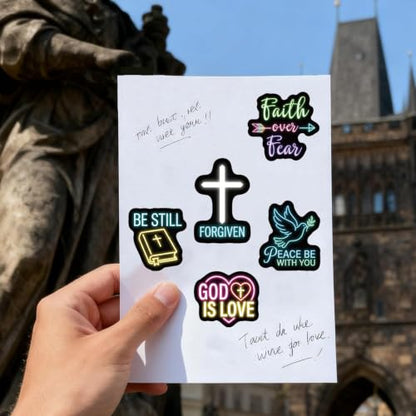 230PCS Neon Christian Bible Stickers, Inspirational Religious Jesus Faith Vinyl Bible Stickers, Waterproof Scripture Decals for Laptop Water Bottle Journal Scrapbook, Christian Gifts for Teens