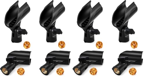 4 Pcs Universal Microphone Clip, Adjustable Mic Clip Holder for Mic Stand，Come with 5/8" Male to 3/8" Female Screw Adapter (Pack of 2) - size: 4_Pack (Pack of 2)