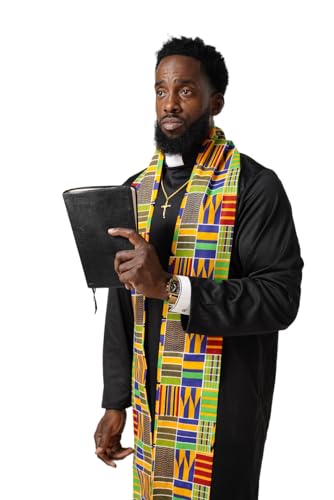 Dupsie's Kente African Print Church Clergy Pastor Choir Stole/Sash with Fringes - color: Blue