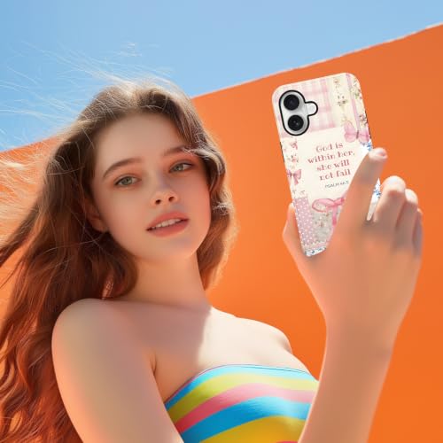 Cute Jesus Bow Collage Phone Case for iPhone 17 6.3'' - color: Bible verses pink bow, size: iPhone 17
