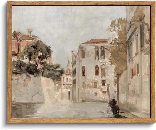 KBKBART Vintage Framed Canvas Wall Art, European Towns Landscapes Art - color: Italy Wall Art, size: 24"L x 16"W