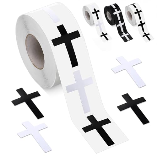 Faccito 600pcs Cross Stickers Crosses Christian Stickers, Black+White - color: Black+white
