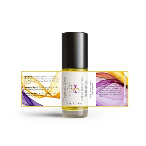 Arabian Sandalwood Fragrance Oil - 3 Bottles 0.17 Fl Oz Glass Roll On (5ml) - size: 0.17 Fl Oz (Pack of 3)