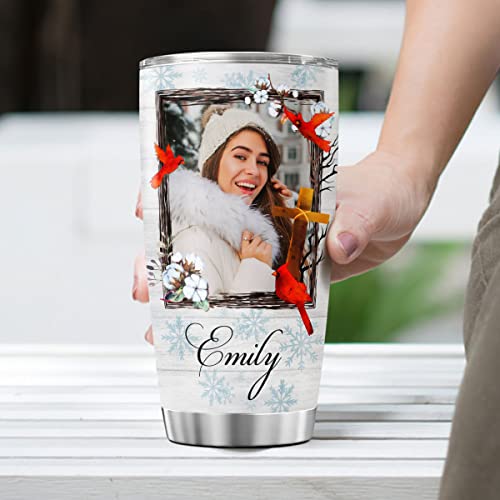 Personalized Photo Coffee Tumbler Christian Bible Travel Mug With Lid Custom Name Birthday Gifts For Women Men Teens Insulated Cups Stainless Steel Tumblers Inspirational Quotes - color: Religious Photo
