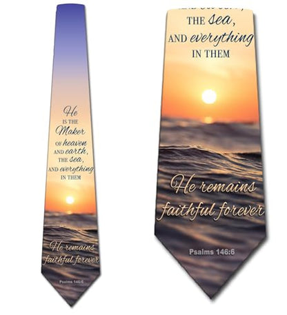 Three Rooker Faith Ties Mens Religious Necktie Psalms Bible Verse Tie for Men Christian Neckties