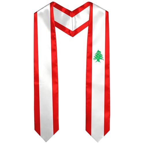 Graduation Satin Sash Scarf 72" Stole - color: Lebanon Flag