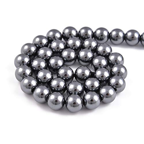 45pcs 8mm Natural Black Hematite Gemstone Round Spacer Loose Stone Beads for Jewelry Making 15.5" 1 Strand (Black Hematite, 8mm 45Beads) - color: Black Hematite, size: 8mm 45Beads