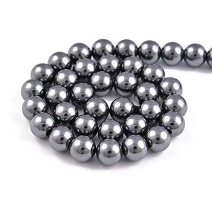 45pcs 8mm Natural Black Hematite Gemstone Round Spacer Loose Stone Beads for Jewelry Making 15.5" 1 Strand (Black Hematite, 8mm 45Beads) - color: Black Hematite, size: 8mm 45Beads