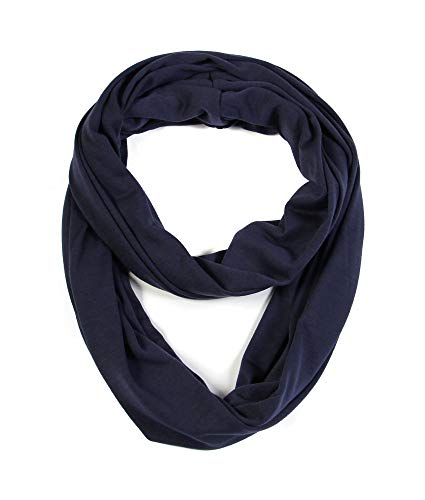 Super Soft Cotton Blend Lightweight Solid Color Multi Loop Infinity Scarves - color: Navy