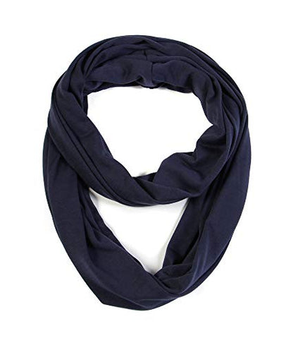 Super Soft Cotton Blend Lightweight Solid Color Multi Loop Infinity Scarves - color: Navy