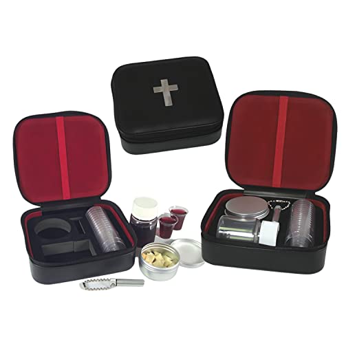 Swanson Christian Products Communion Set Includes 12 Reusable Communion Cups, 2oz. Bottle for Juice, Aluminum Tin for Communion Bread, and Metal Anointing Oil Vial