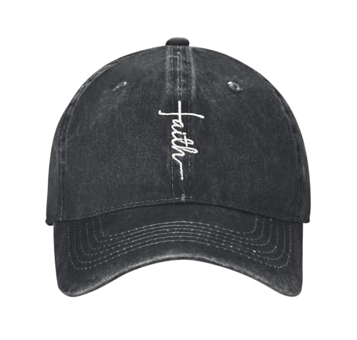 Embroidered Baseball Cap Christian Hat for Men Women - color: Black, style: Faith