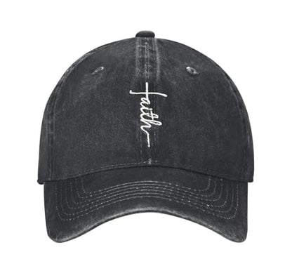 Embroidered Baseball Cap Christian Hat for Men Women - color: Black, style: Faith