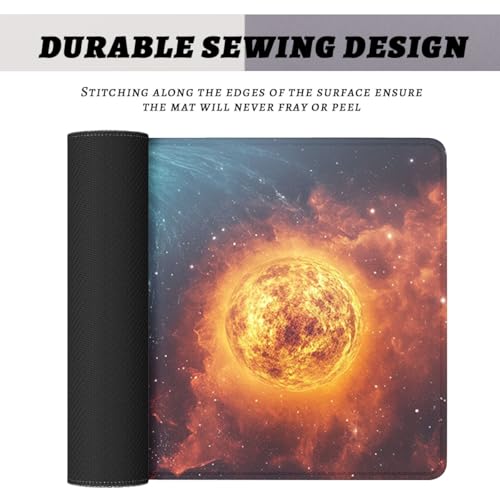Galaxy Space Gaming Mouse Pad Black Hole Solar Extended Mousepad Waterproof Stitched Edges Rubber Base Non-Slip Deskmap Computer Keyboard Mat 31.5x11.8 Inch - color: Galaxy Space, size: 31.5" x 11.8"