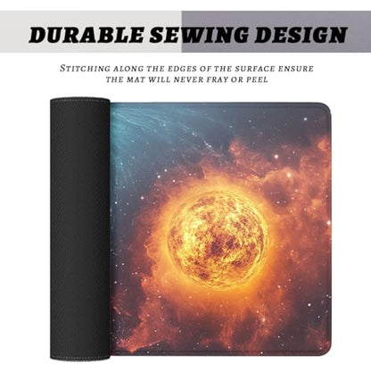 Galaxy Space Gaming Mouse Pad Black Hole Solar Extended Mousepad Waterproof Stitched Edges Rubber Base Non-Slip Deskmap Computer Keyboard Mat 31.5x11.8 Inch - color: Galaxy Space, size: 31.5" x 11.8"
