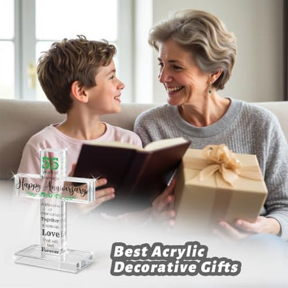 PVOPVO 55th Wedding Anniversary Religious Cross Gifts for Him Her 55 Year Anniversary Romantic Gift for Women Men Couple 55 Years of Marriage Gifts for Couple - color: 55th Anniversary