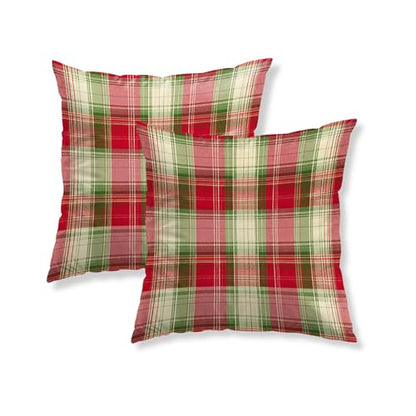 HOMETITUTE Set of 2 Christmas Plaid Throw Pillow Covers 18x18 Inch - color: Christmas Throw Pillow Covers #01