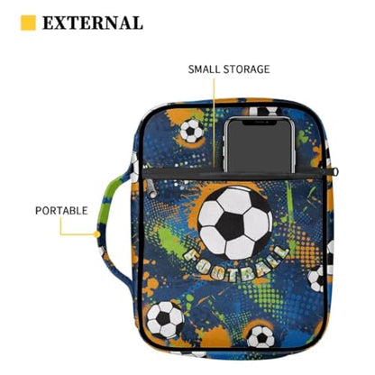 Coldinair Football Bible Cover Case for Men Teen, Kids Scripture Carrying Case with Handle and Pocket, Bible Book Tote Handbag - color: Football