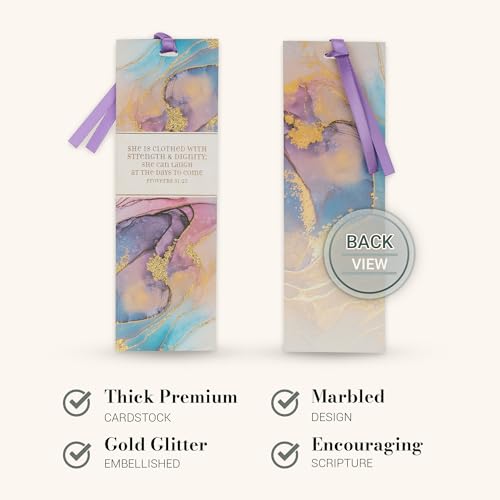 Christian Art Gifts Marble Swirl Scripture Bookmark: Strength and Dignity - style: Strength/Dignity