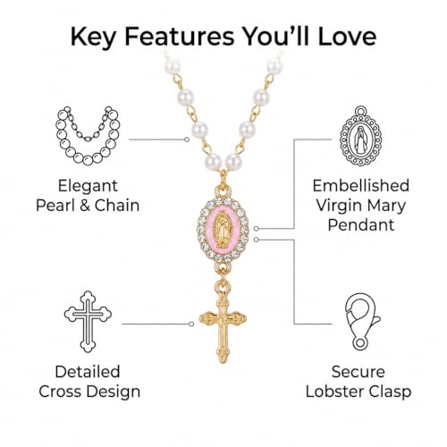 Car Rosary for Car, Steering Wheel Charm, Steering Wheel Rosary, Pink - style: A-pink