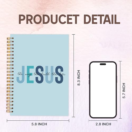 KAOWT Boho Christian Notebook Journal, Bible Notebooks for Note Taking, Christian Gifts for Women, Prayer Scripture Journal, Jesus the Way the Truth the Life Hardcover Spiral Notebook 5.5x8.3in Blue - color: notbook bible-jesus blue