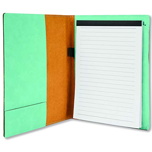Small 7" X 9" Portfolio Notepad, Christian Cross, Personalized Engraving Included (Teal) - color: Teal, size: Small 7 X 9
