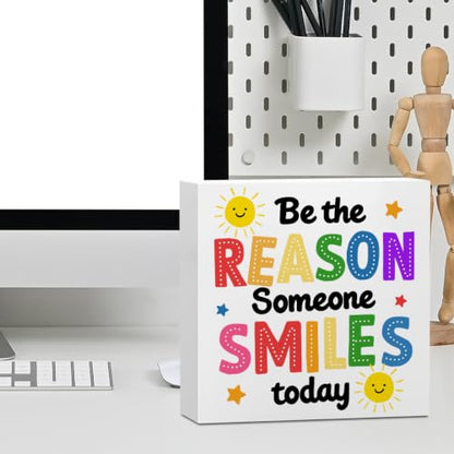 Inspirational Sunshine Desk Sign Wooden Box Sign Table Decoration White - color: white 1483