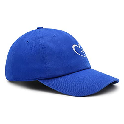 JPAK Heart and Cross Premium Dad Hat Embroidered Cotton Baseball Cap Christian Faith - color: Blue