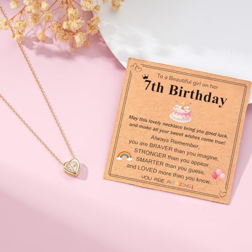 3-12 Year Old Birthday Gifts Heart Cross Necklace Gifts - style: 7th Birthday